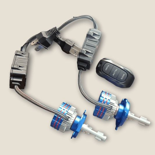 KiKarry High Power 300W/Pair Double Color LED Headlight with remote control and 1 Year Fully Replacement Warranty