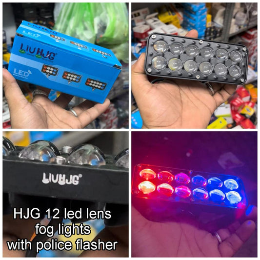 HJG 12 Lens Red Blue Flashing Super Bright LED Fog Spot Lamp Headlight ( Pack of 1 )