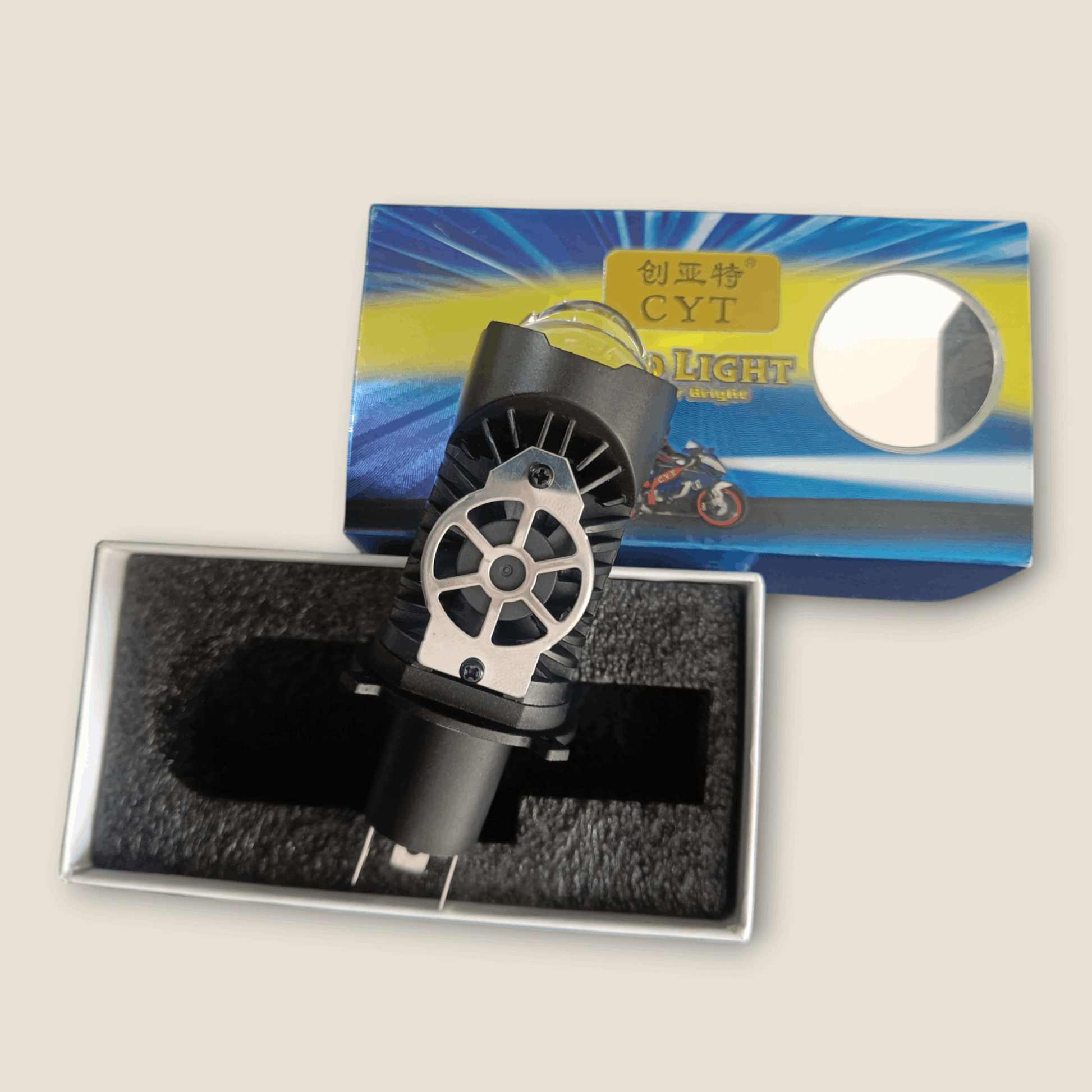 CYT 120W White LED Projector Headlight for motorcycle and Car, Pack of 1