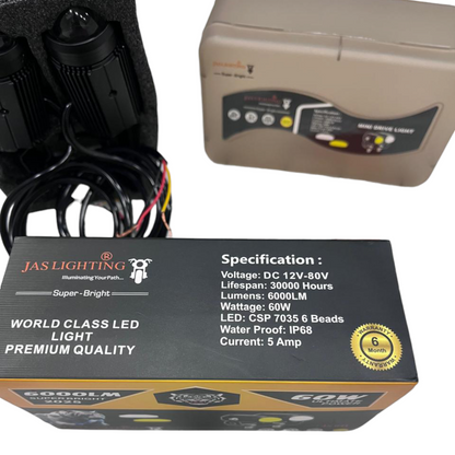 JAS 60W Mini Driving Fog Lights (Dual Color | Pack of 2) – Waterproof, Laser Mode, Easy Installation