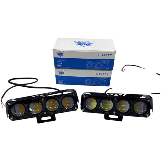 KI Karry 4 Lens Fog Lights with Devil Eye DRL (Pair) | 60W Dual Color Yellow & White | Universal 12V