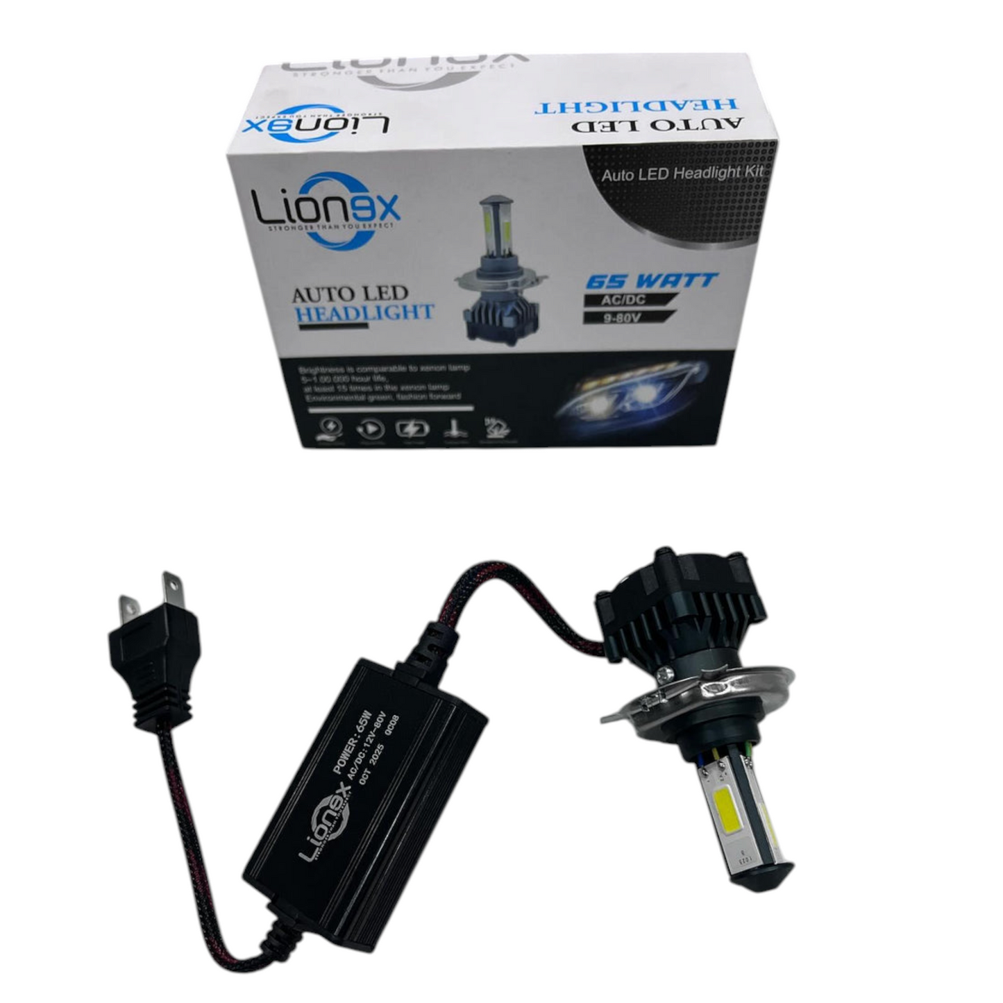 Lionex 65W AC-DC LED Headlight (1 Pc) – Dual Power Compatible with 2 Year Guarantee
