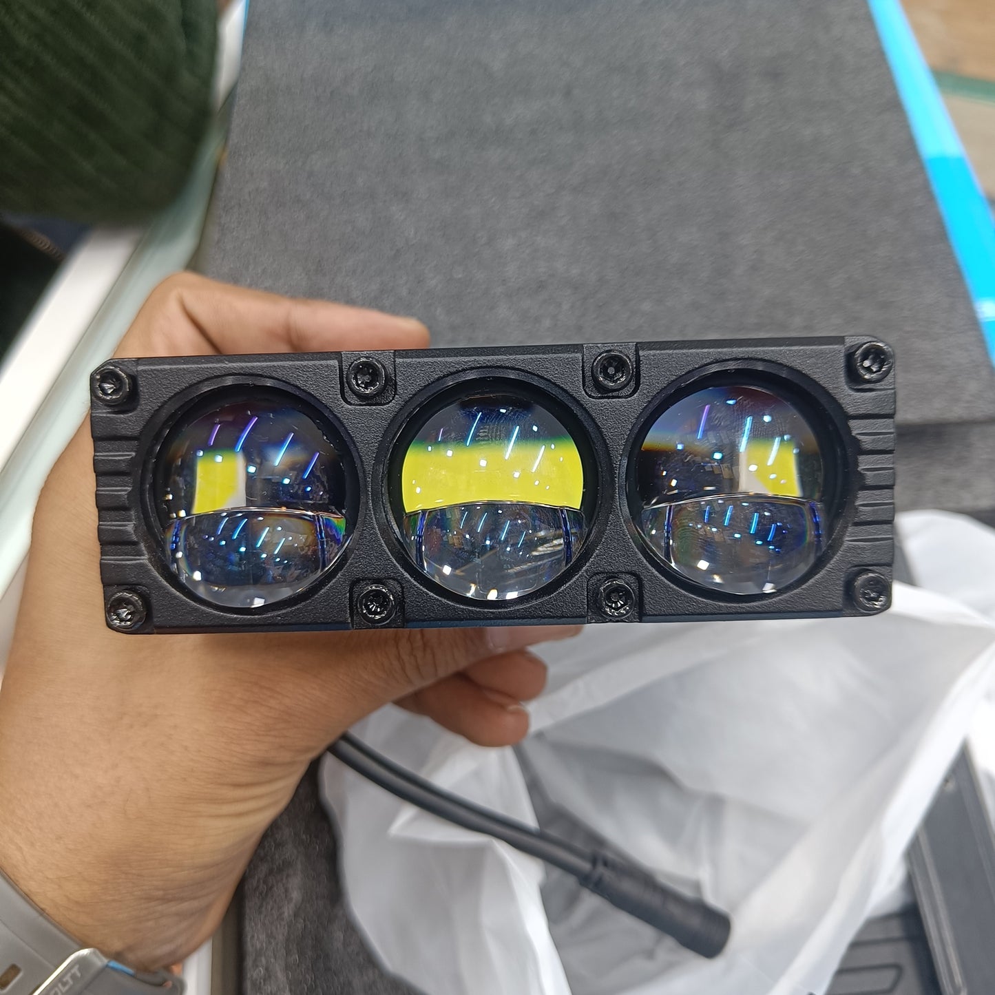 Blaze 3 Auxiliary LED Lights 260W (Pair) – White & Yellow Beam with Red DRL | 26000+ Lumens | IP67 Waterproof | Universal for Cars & Bikes