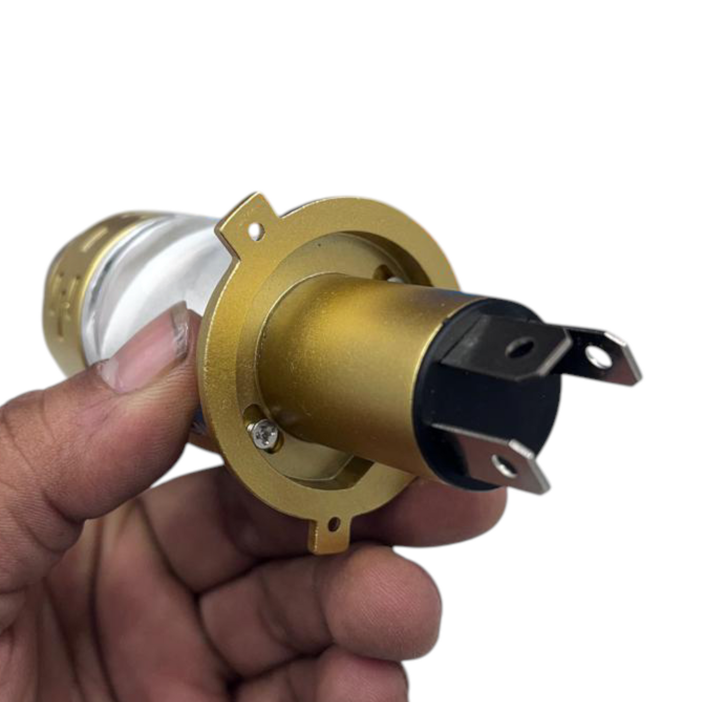 Original HJG 85W Dual Color LED Projector Headlight – H4 Fitment | White/Yellow Beam | 1 Year Replacement Guarantee | For Cars & Bikes