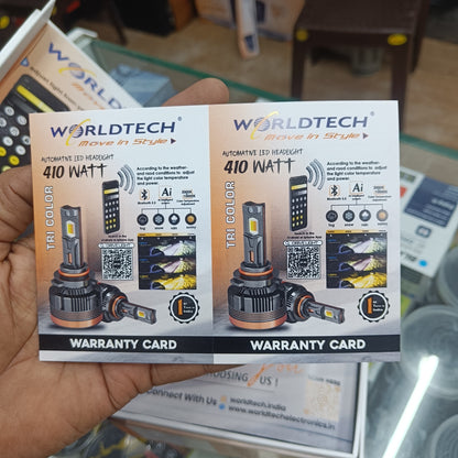 WorldTech 410W AI TRI-Color App Control LED Headlight | Bluetooth 5.0 | Weather Adaptive Lighting