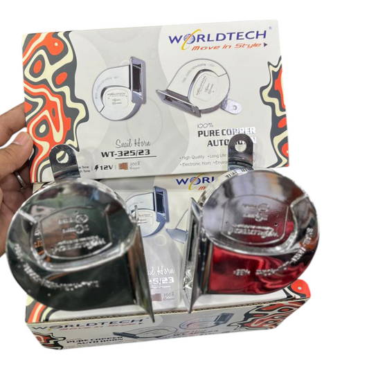 WorldTech Metal Silver Horn with Free Wire (2 Pcs)