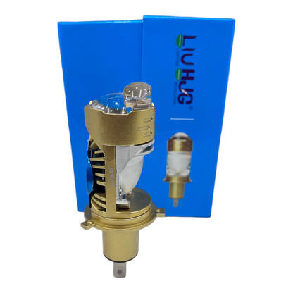 Original HJG 85W Dual Color LED Projector Headlight – H4 Fitment | White/Yellow Beam | 1 Year Replacement Guarantee | For Cars & Bikes