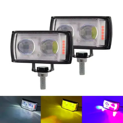 BAOBAO 45W Original Ultra Mini Dual Lens Fog Light with yellow & White and Red/Blue Flashing Light( Pack of 2)