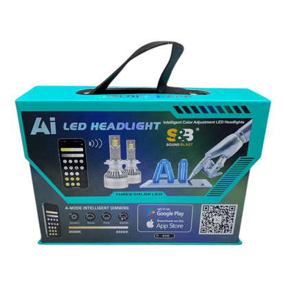 S&B ( Sound & Blast ) AI 300W LED Headlight | App Controlled Tri-Color Lighting | Super Bright | Pack of 2 | 1 Year Warranty