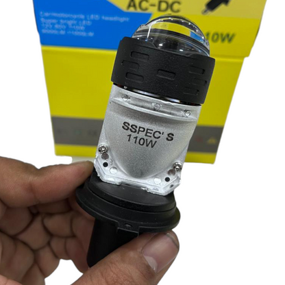 SSPEC 110W AC-DC Dual Lens LED Projector Headlight | Plug & Play | For Bike & Car | 1 Year Replacement Warranty
