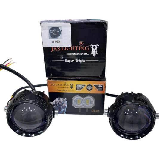JAS JS-137 60W LED Fog Lights (Set of 2) | Dual Color 4-in-1 with Red Devil Mode