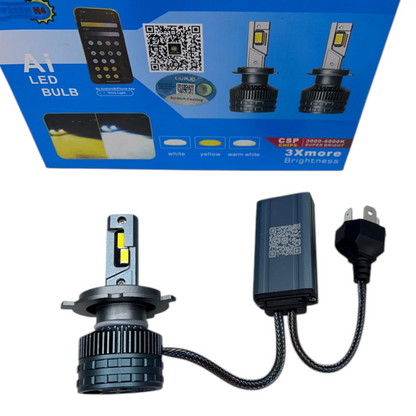 HJG AI 125W Smart LED Headlight (1 Piece) | App-Controlled Multi-Color High Power Headlamp