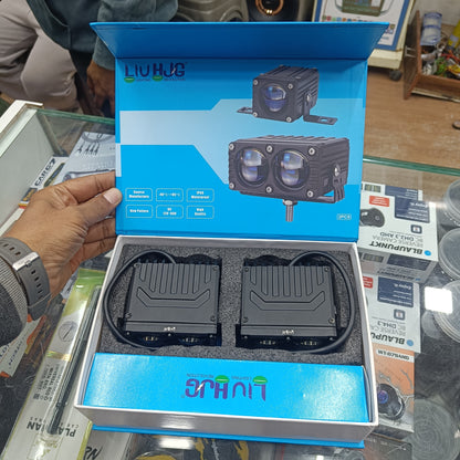 HJG Blaze 2 Waymaker Pro 160W LED Fog Lights (2 Pcs) – Dual Lens Laser Spot & Wide Spread | Red DRL | White/Yellow Modes | Universal for Cars & Bikes