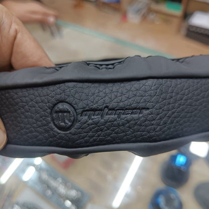 Motogear Universal Leather Steering Wheel Cover | Non-Slip Grip | Breathable & Comfortable | Black (37–39 cm)