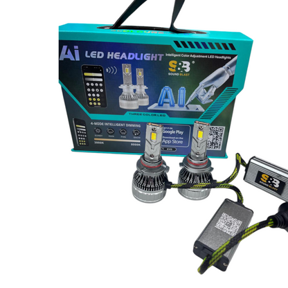 S&B ( Sound & Blast ) AI 300W LED Headlight | App Controlled Tri-Color Lighting | Super Bright | Pack of 2 | 1 Year Warranty