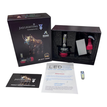 JAS 160W LED Headlight (1 Pc) – Super Bright Performance with 1 Year Guarantee