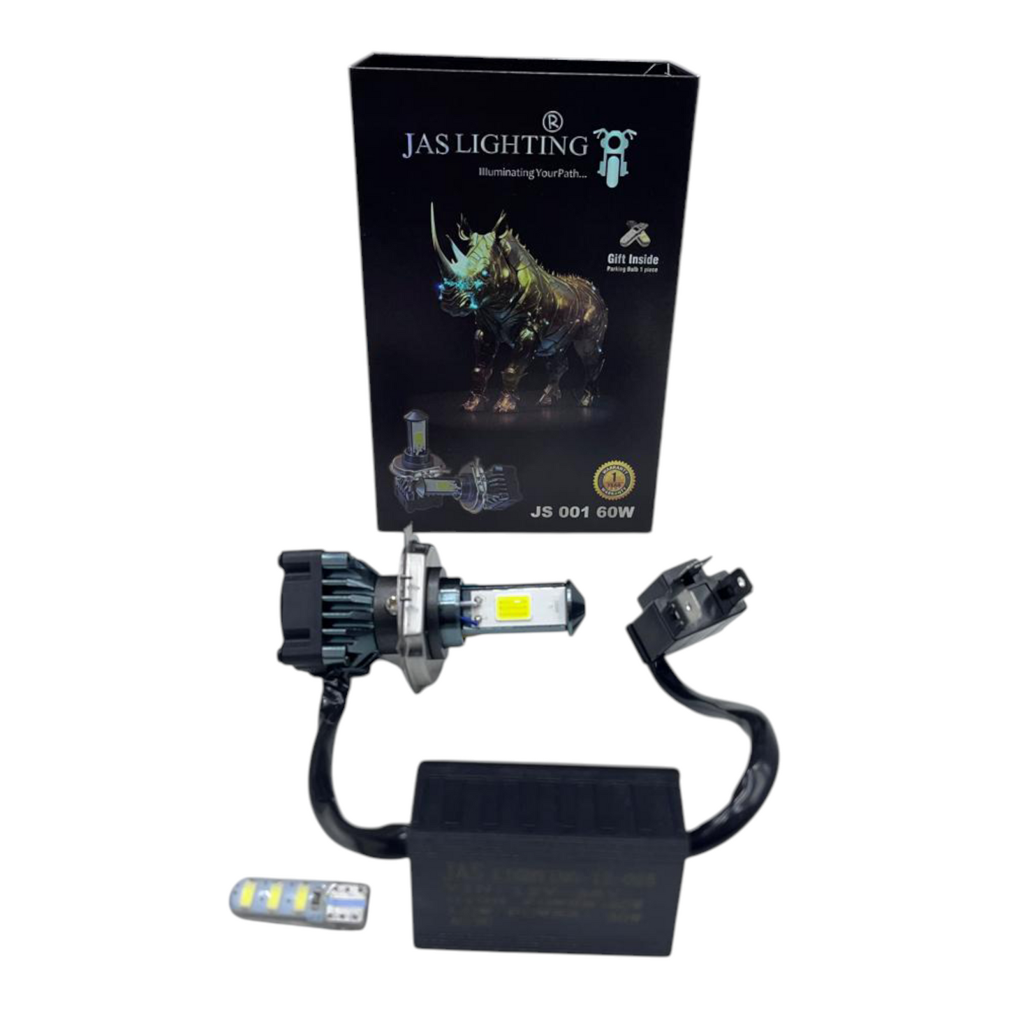 JAS 60W LED Headlight | 6000 Lumens | 6500K White Light | IP68 Waterproof | 1 Year Warranty