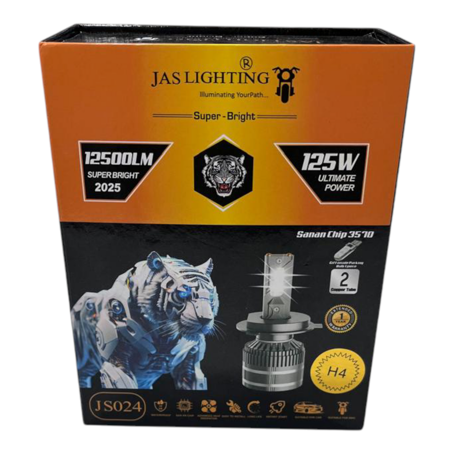 JAS 125W 12,500LM LED Headlight with Free Parking Bulb – Waterproof | 1-Year Guarantee