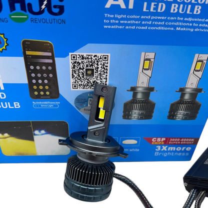 HJG AI 125W Smart LED Headlight (1 Piece) | App-Controlled Multi-Color High Power Headlamp