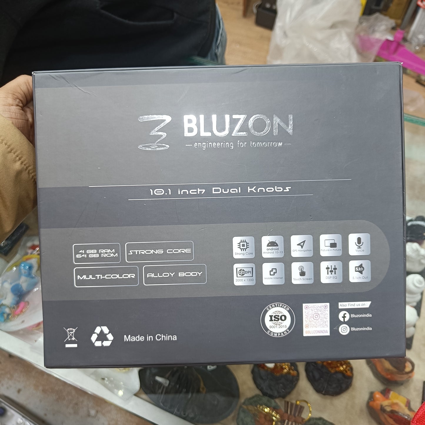 BLUZON 10.1-Inch Android 13 Car Infotainment System | QLED IN-CELL Display | 4GB RAM 64GB ROM