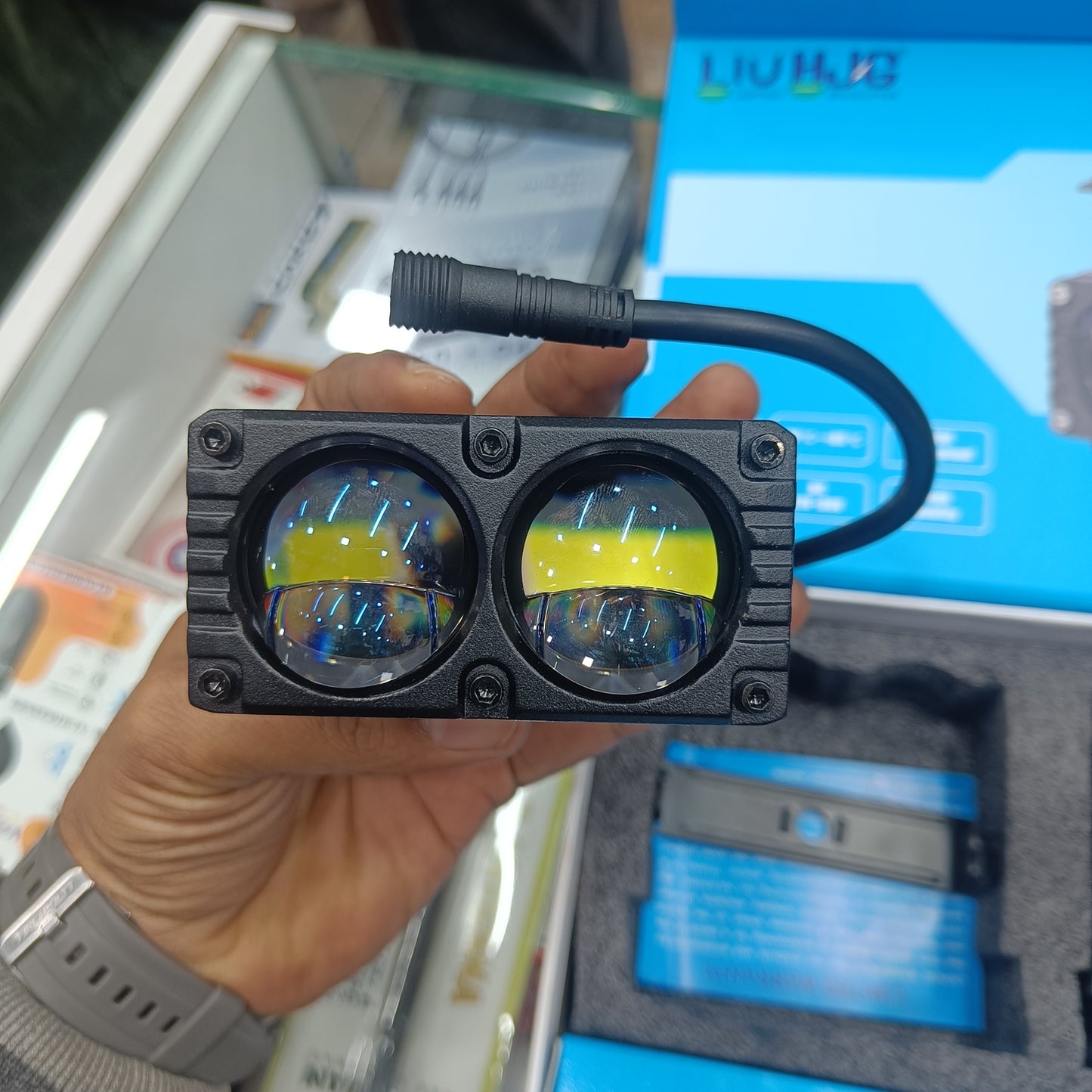 HJG Blaze 2 Waymaker Pro 160W LED Fog Lights (2 Pcs) – Dual Lens Laser Spot & Wide Spread | Red DRL | White/Yellow Modes | Universal for Cars & Bikes