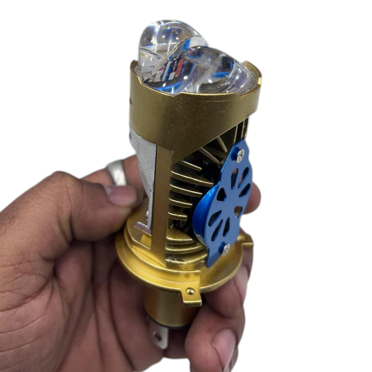 Original HJG 85W Dual Color LED Projector Headlight – H4 Fitment | White/Yellow Beam | 1 Year Replacement Guarantee | For Cars & Bikes