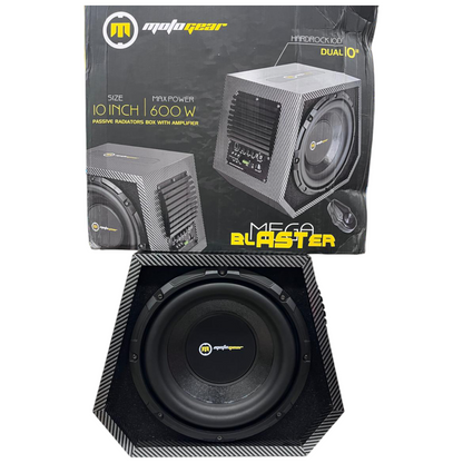 Motogear Megablast 10-Inch Dual Woofer Enclosure with Inbuilt Amplifier – 600W Power | 1-Year Guarantee