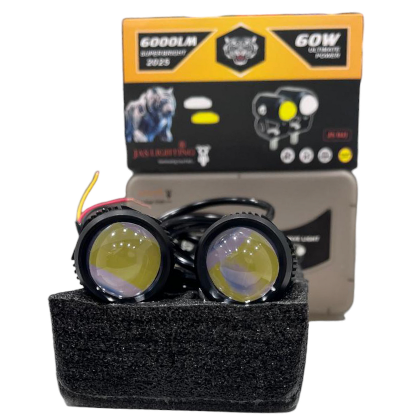 JAS 60W Mini Driving Fog Lights (Dual Color | Pack of 2) – Waterproof, Laser Mode, Easy Installation