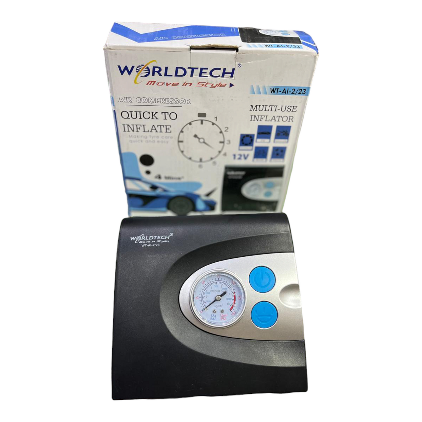 Worldtech 150 PSI Car Tyre Inflator 1 Year Guaranty