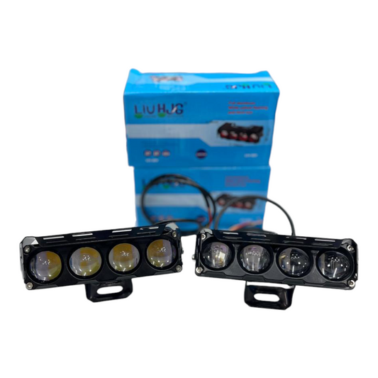 HJG 4 Lens 50W LED Fog Lights with Red Devil & Flash Mode (Set of 2) | IP68 Waterproof Metal Body