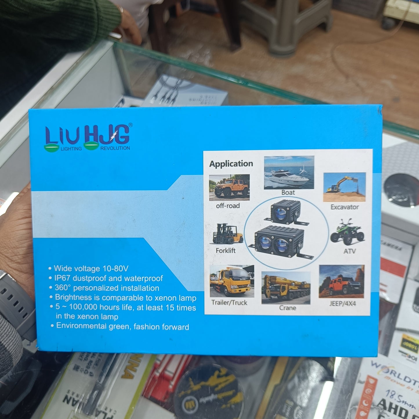 HJG Blaze 2 Waymaker Pro 160W LED Fog Lights (2 Pcs) – Dual Lens Laser Spot & Wide Spread | Red DRL | White/Yellow Modes | Universal for Cars & Bikes