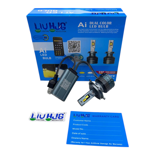 HJG AI 125W Smart LED Headlight (1 Piece) | App-Controlled Multi-Color High Power Headlamp