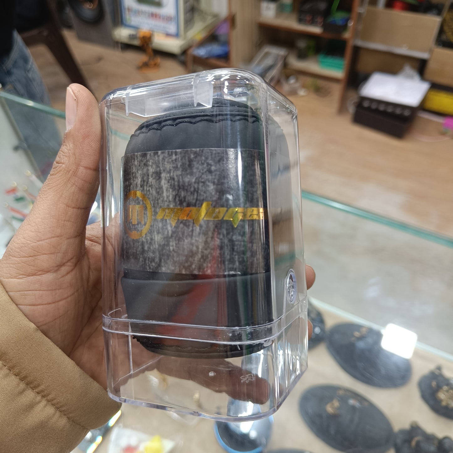 Motogear Universal Leather Steering Wheel Cover | Non-Slip Grip | Breathable & Comfortable | Black (37–39 cm)