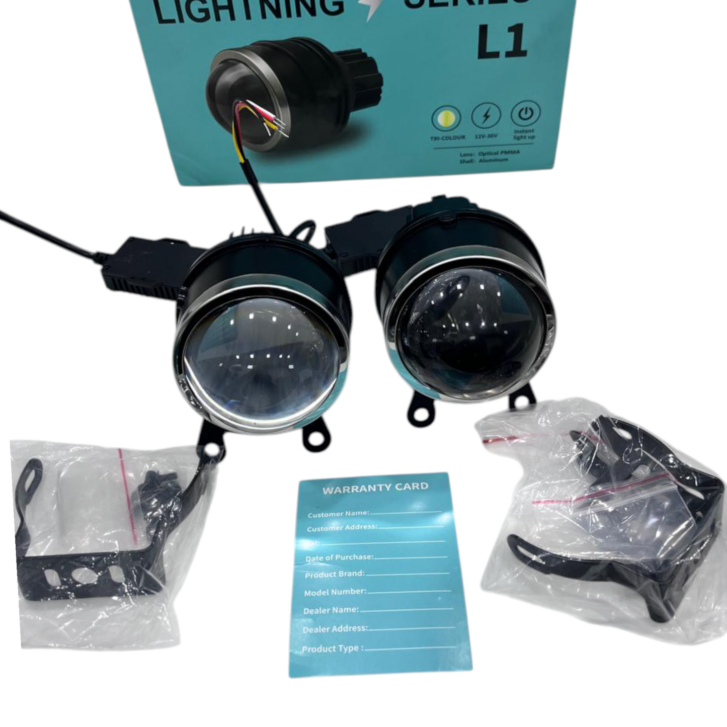 Karry 3-Inch Tri-Color Bi-LED Projector Fog Lights (Set of 2) – 200W Output | Yellow/White/Combo | 2-Year Replacement Guarantee