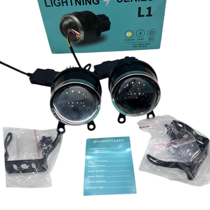 Karry 3-Inch Tri-Color Bi-LED Projector Fog Lights (Set of 2) – 200W Output | Yellow/White/Combo | 2-Year Replacement Guarantee