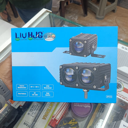 HJG Blaze 2 Waymaker Pro 160W LED Fog Lights (2 Pcs) – Dual Lens Laser Spot & Wide Spread | Red DRL | White/Yellow Modes | Universal for Cars & Bikes