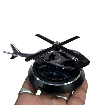 Silver Grey Color Air Freshener Perfume Solar Powered Car Dashboard Helicopter With Refill