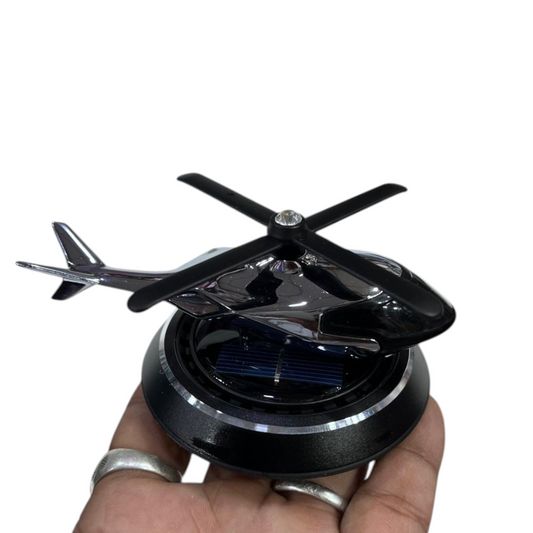 Silver Grey Color Air Freshener Perfume Solar Powered Car Dashboard Helicopter With Refill