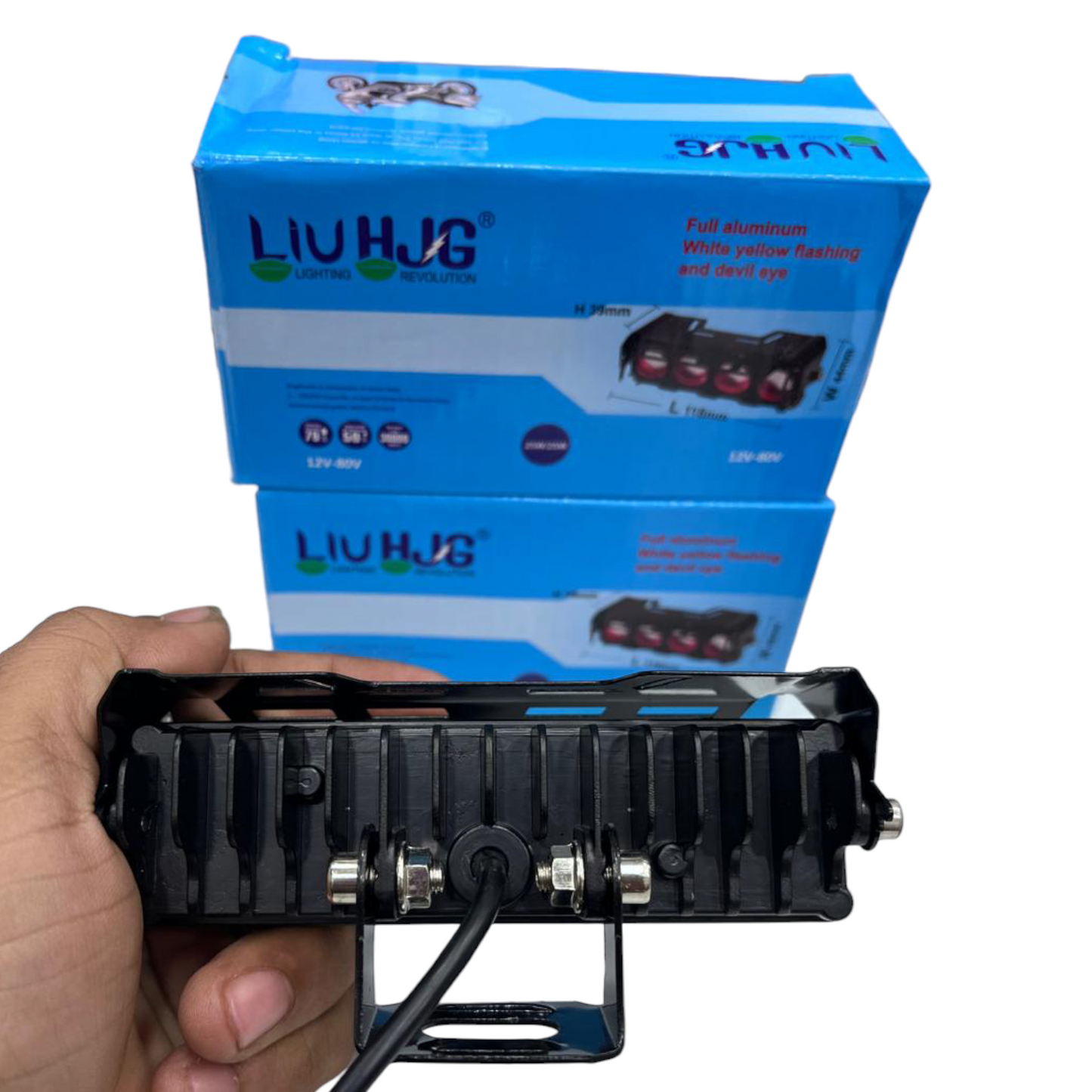 HJG 4 Lens 50W LED Fog Lights with Red Devil & Flash Mode (Set of 2) | IP68 Waterproof Metal Body