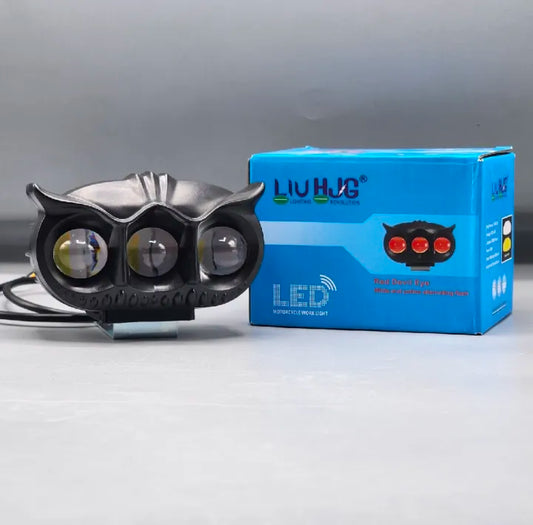 LIU HJG 40W 3 Lens Owl Shape with Yellow-White Beam Fog Lights (Universal For Car Bike, Pack of 1)