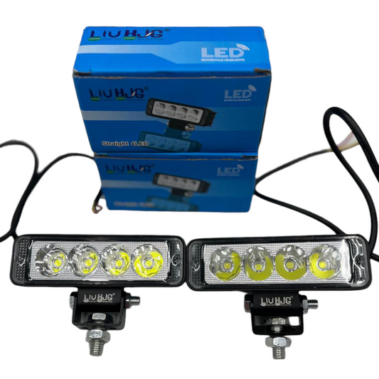 HJG 40W Straight 4 LED Fog Lights (Pair) | Dual Mode Still & Flash | Metal Body | Waterproof