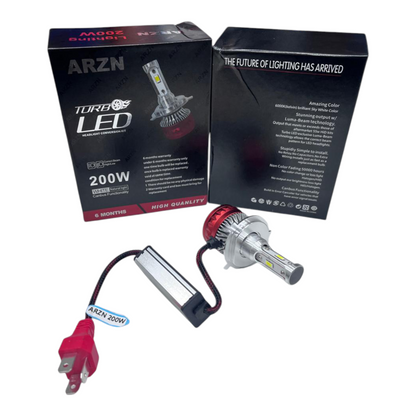 ARZN 200W Turbo LED Headlight | Waterproof Canbus Headlamp with 1 Year Replacement Guarantee