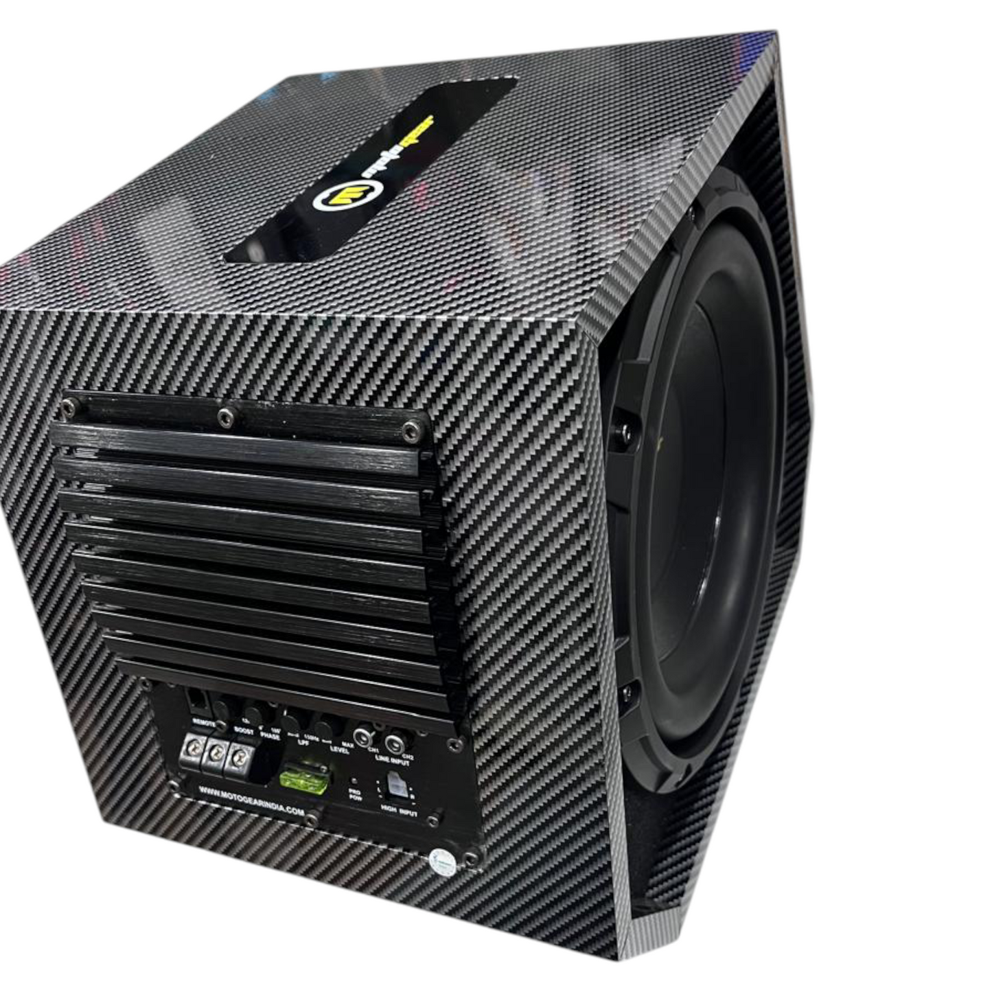 Motogear Megablast 10-Inch Dual Woofer Enclosure with Inbuilt Amplifier – 600W Power | 1-Year Guarantee