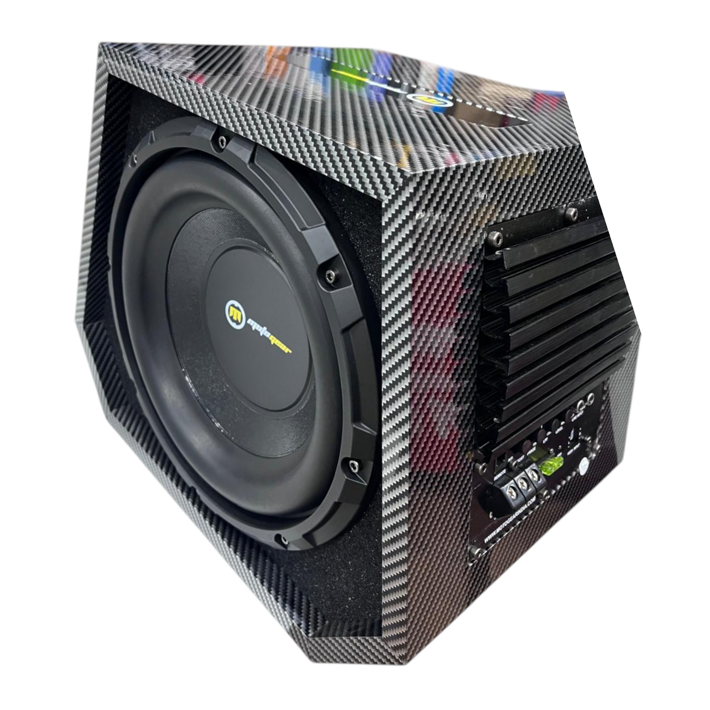 Motogear Megablast 10-Inch Dual Woofer Enclosure with Inbuilt Amplifier – 600W Power | 1-Year Guarantee