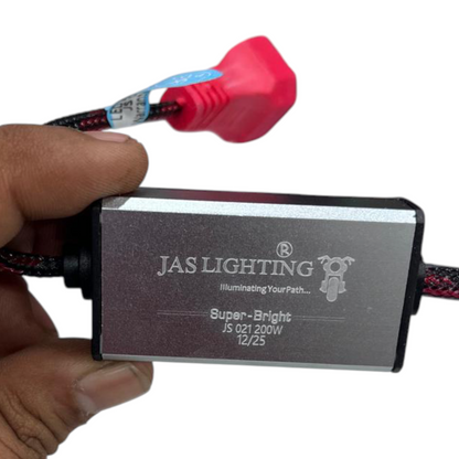 JAS 200W LED Headlight with Parking Bulb | 20000 Lumens | IP68 Waterproof | 1 Year Replacement Guarantee