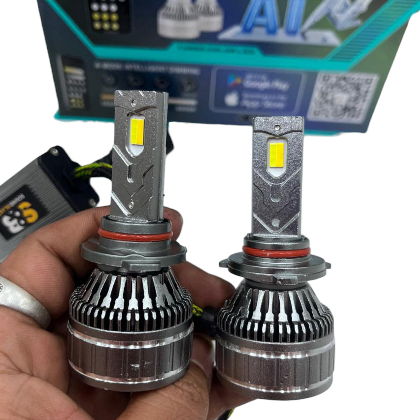 S&B ( Sound & Blast ) AI 300W LED Headlight | App Controlled Tri-Color Lighting | Super Bright | Pack of 2 | 1 Year Warranty